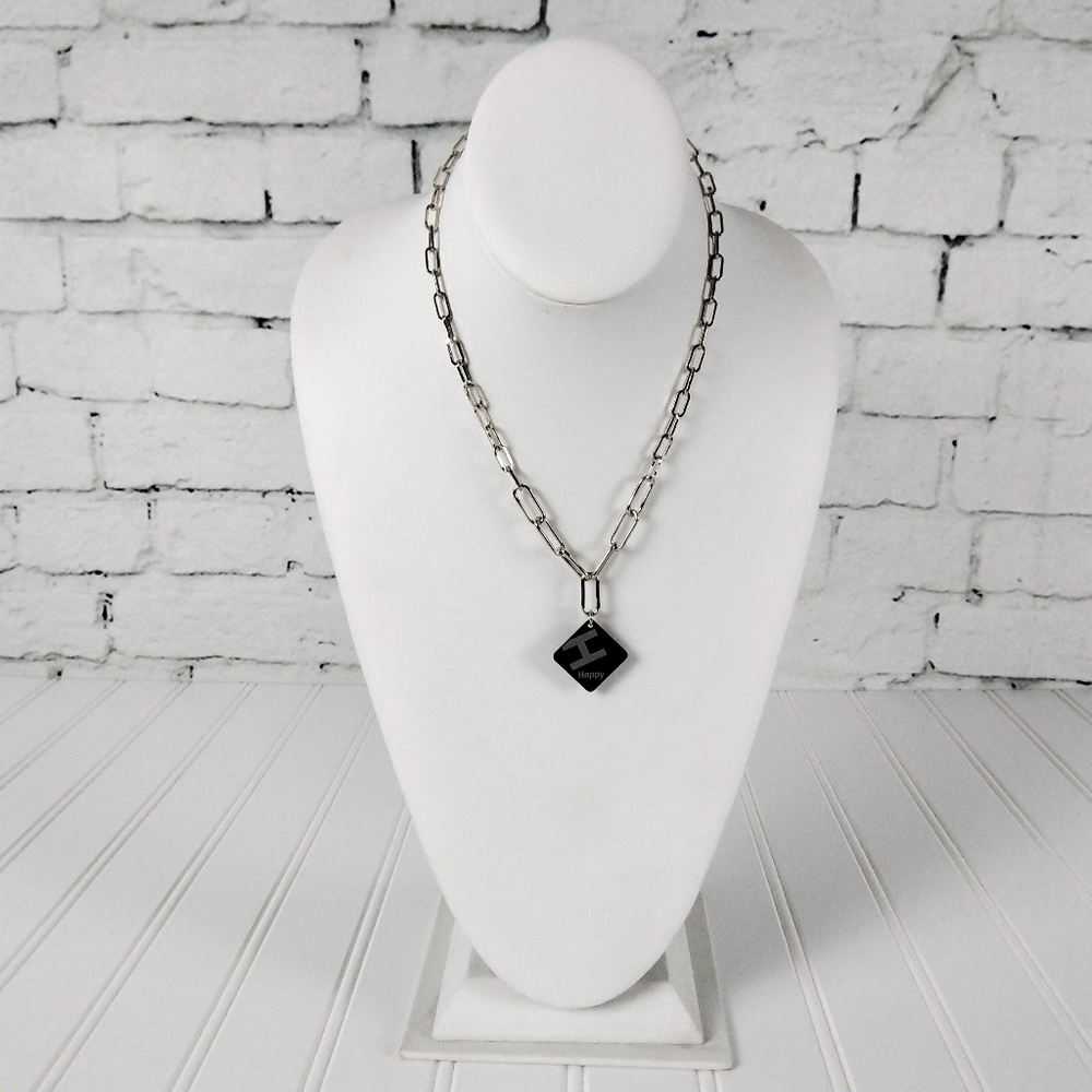 Une Douce H Initial Chain Link Necklace In Silver